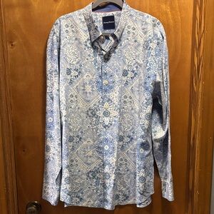 Tommy Bahama Blue and White Patterned Shirt